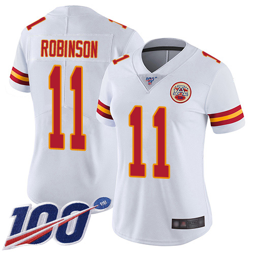 Women Kansas City Chiefs 11 Robinson Demarcus White Vapor Untouchable Limited Player 100th Season Football Nike NFL Jersey